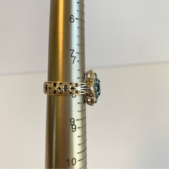 Michael Valitutti Aquamarine Ring Sterling Silver Gems En Vogue Cluster Size 8 - Picture 10 of 11